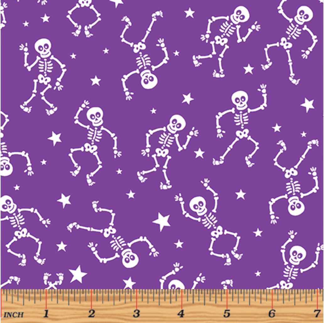 Benartex Glowoween Skeletons On Purple Glow in the Dark Halloween