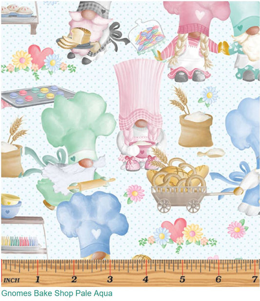 44 x 36 Gnomes Bake Shop Aqua Benartex 100% Cotton Easter