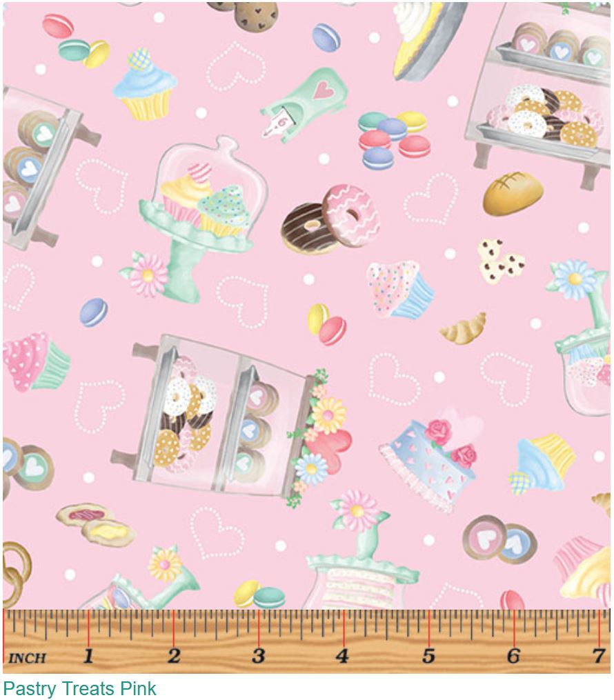 44 x 36 Pastry Treats Pink Benartex 100% Cotton Easter