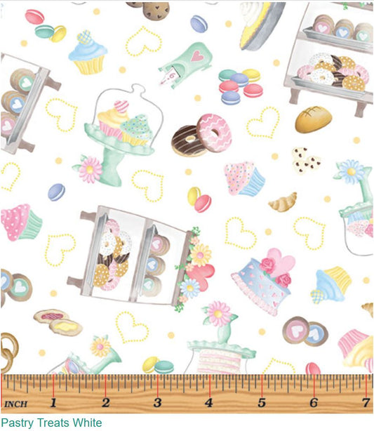 44 x 36 Pastry Treats White Benartex 100% Cotton  Easter