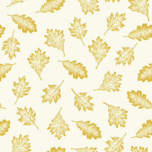 44 x 36 Simply Gold Metallic Leaves Studio E 100% Cotton Fabric Thanksgiving