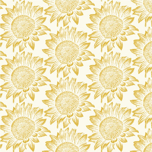 44 x 36 Simply Gold Metallic Sunflowers Studio E 100% Cotton Fabric Thanksgiving