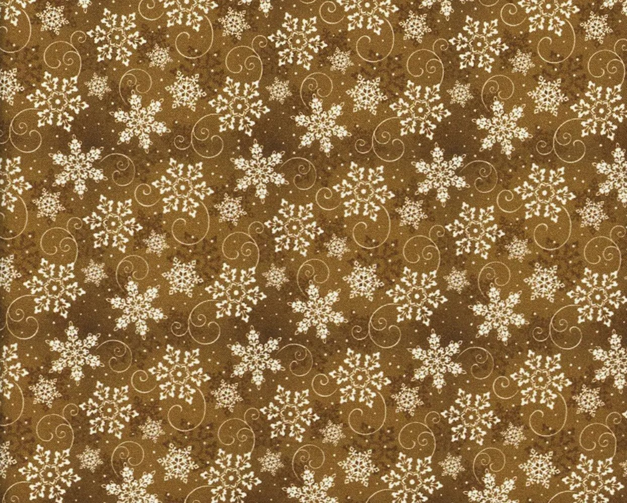 44 x 36 Snowflakes on Gold Christmas 100% Cotton Fabric