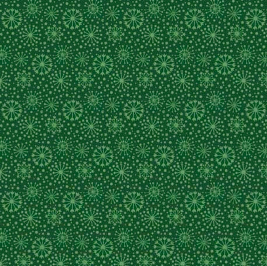 44 x 36 Snowflakes on Green QT Fabrics 100% Cotton Christmas