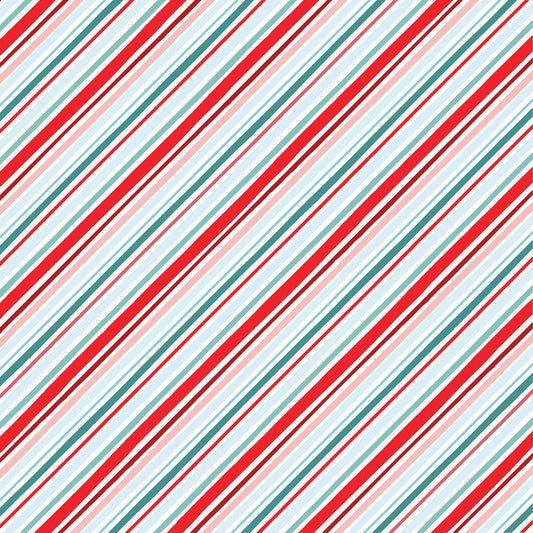 44 x 36 Timeless Treasures Diagonal Stripes Multi Colored Christmas 100% Cotton Fabric