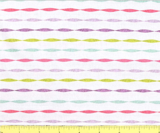 45 x 36 Twisted Pink Purple Green Stripes 100% Cotton Fabric All Over Print