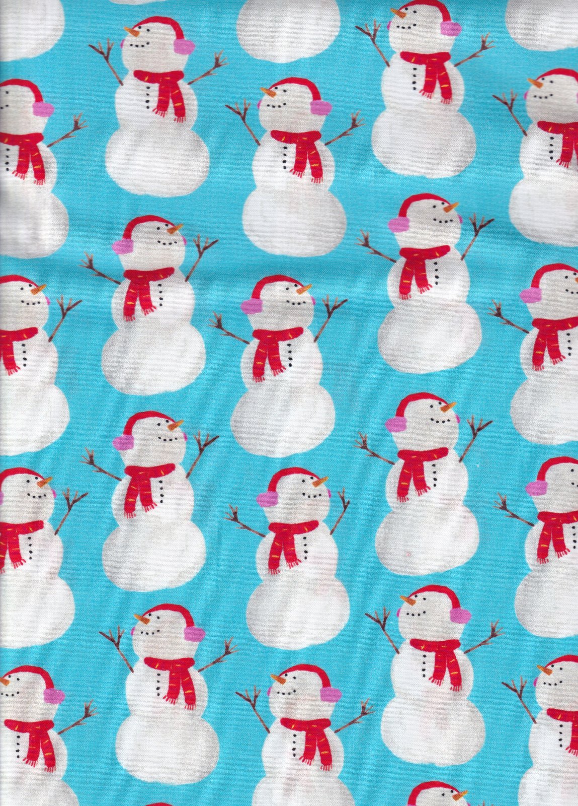 Christmas Best in Snow-Man Blue Fabric Traditions 100% Cotton Price Per Yard