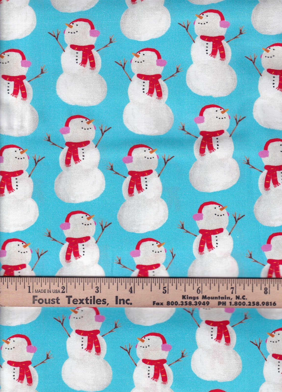 Christmas Best in Snow-Man Blue Fabric Traditions 100% Cotton Price Per Yard
