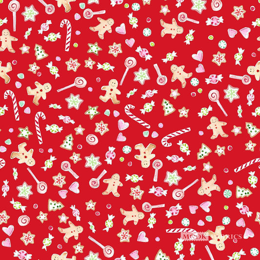 Christmas Sweet Treats Red Fabric Traditions 100% Cotton Price Per Yard