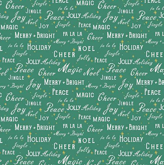 Christmas Text Green Holiday Cheer Riley Blake 100% Cotton Price Per Yard