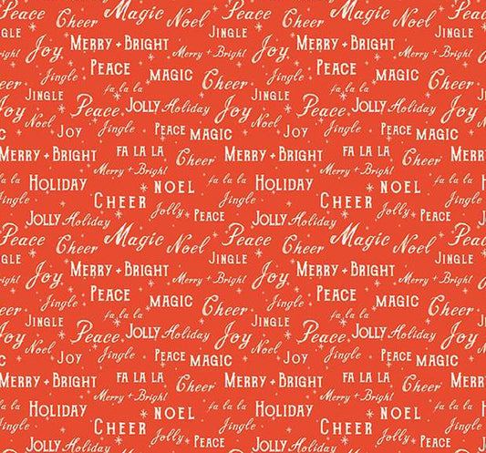 Christmas Text Red Holiday Cheer Riley Blake 100% Cotton Price Per Yard