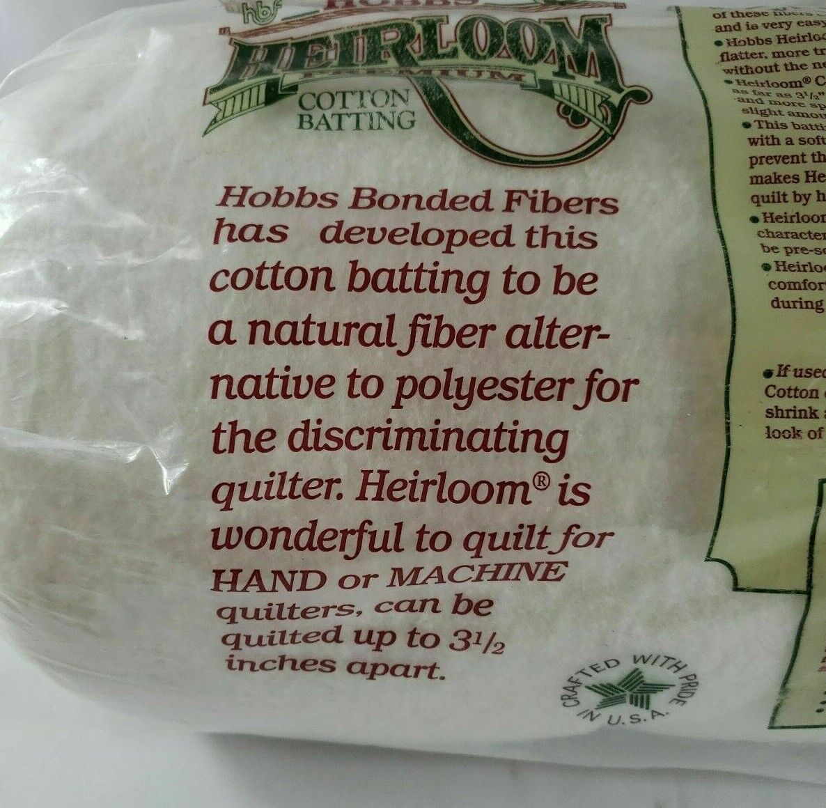 Crib Size 60 x 45 Hobbs Heirloom Premium Batting