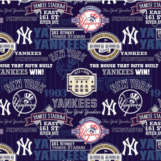 MLB NY Yankees Blue Fabric Traditions 100% Cotton Price Per Yard