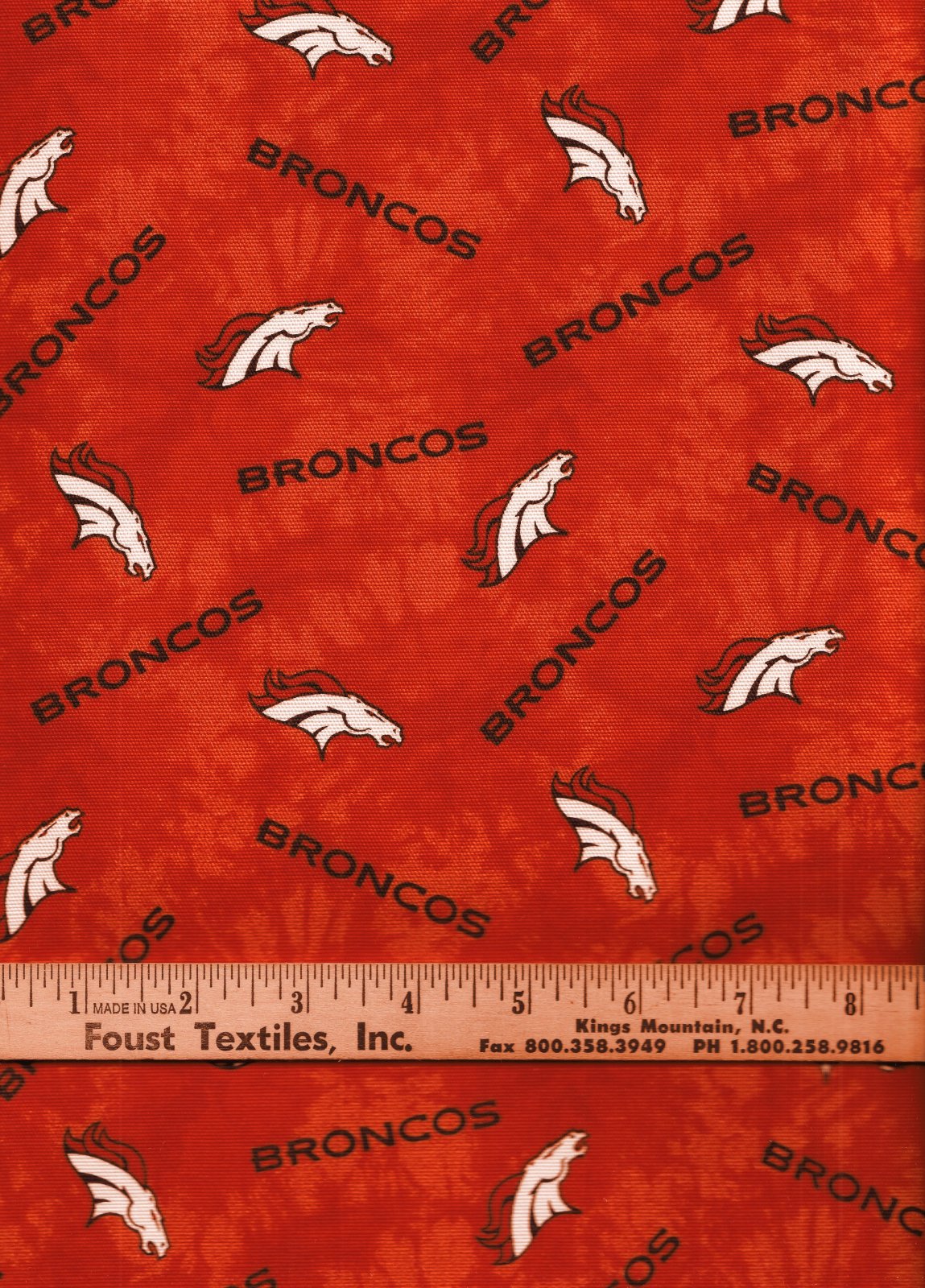 NFL Denver Broncos Canvas Duck Fabric 100% Cotton By the Yard 48 Inch