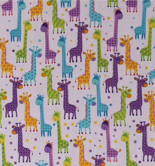 Price Per Yard Flannel Giraffes on White Fabric Paintbrush Studio Fabri-Quilt Baby