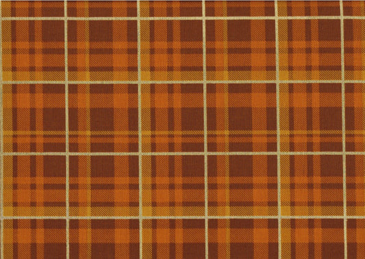 Thanksgiving Fall Rust Brown Plaid Gold Glitter Fabric Traditions 100% Cotton Price Per Yard