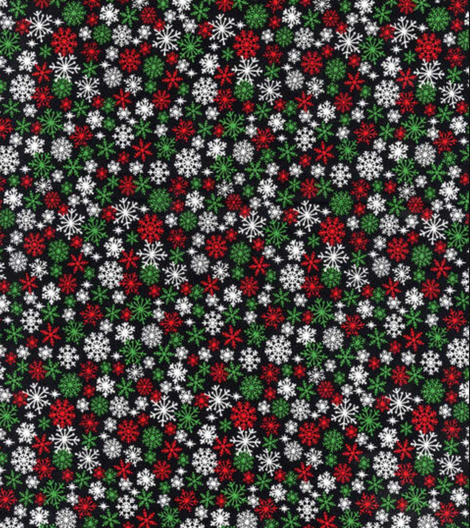 Timeless Treasures Red Green White Snowflakes Christmas 100% Cotton Fabric