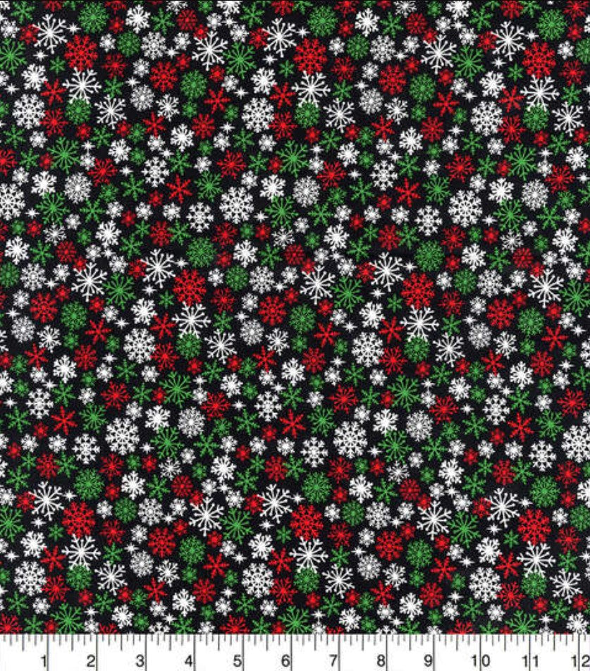 Timeless Treasures Red Green White Snowflakes Christmas 100% Cotton Fabric