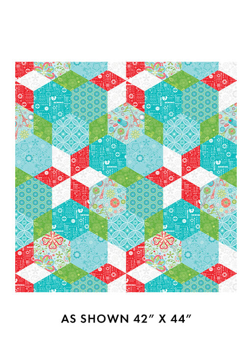 Benartex Sewing Room 2 Hexagons Multicolor Novelty 100% Cotton Fabric