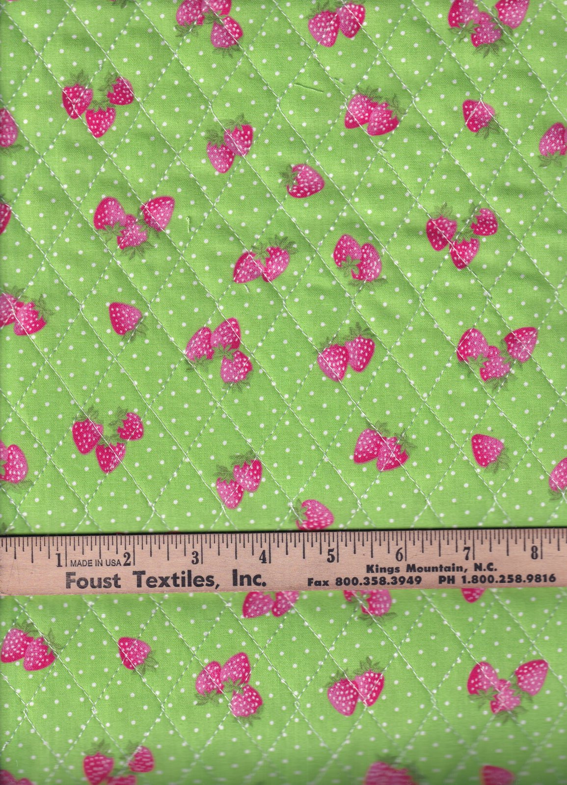 Double Faced Pre-Quilted Strawberries and Plaid Fabric Traditions Price per Yard