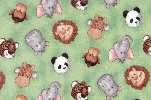 44 x 36 FLANNEL Jungle Babies on Green 100% Cotton Baby