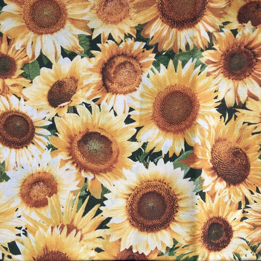 44 x 36 Fall Thanksgiving Packed Large Sunflowers Fabric Traditions 100% Cotton