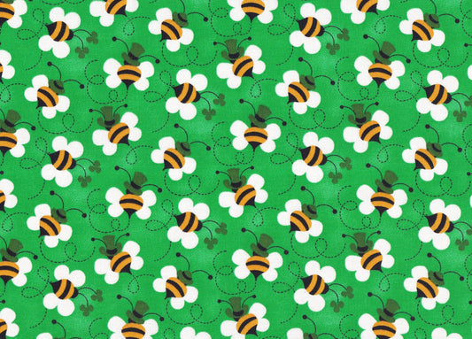44 x 36 St Patrick's LEPRECHAUN BEES Fabric Traditions 100% Cotton