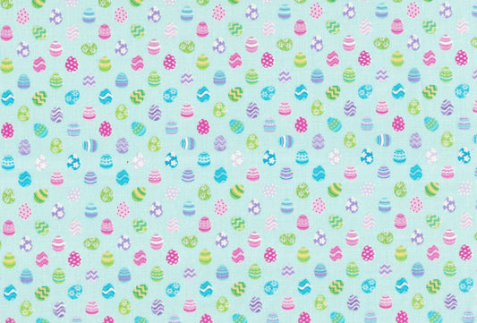 44 x 36 Easter Mini Tiny Patterned Eggs Light Green Fabric Traditions 100% Cotton