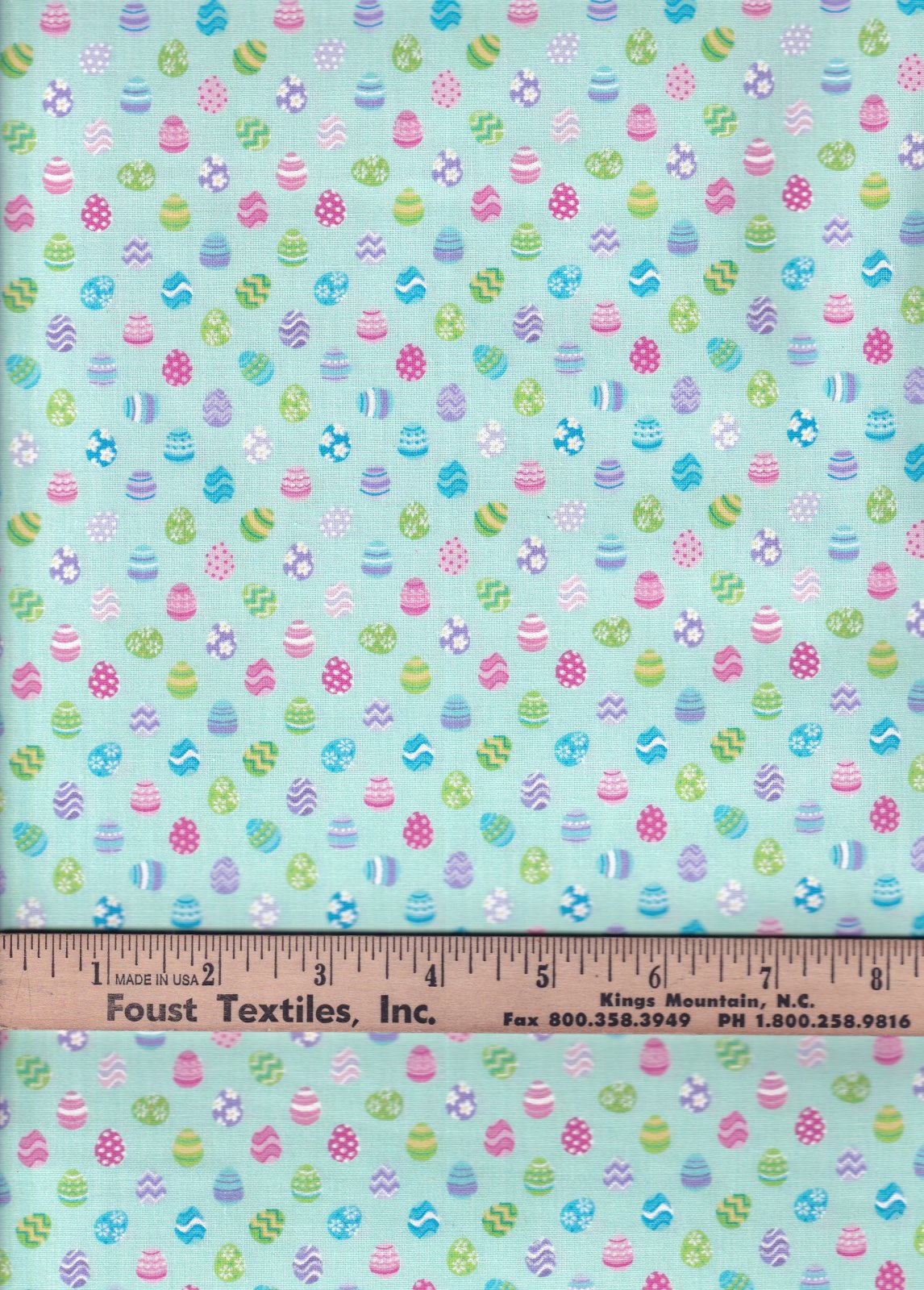 44 x 36 Easter Mini Tiny Patterned Eggs Light Green Fabric Traditions 100% Cotton
