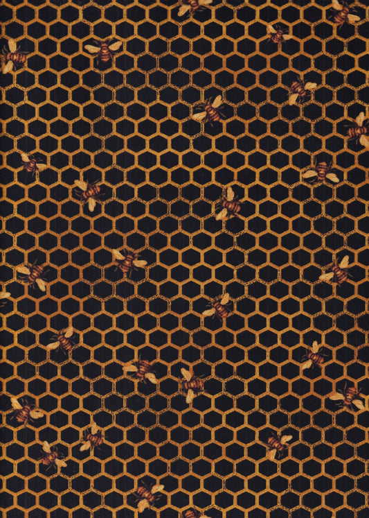 Hi Fashion Bees On Honeycomb Novelty 100% Cotton Price per Yard