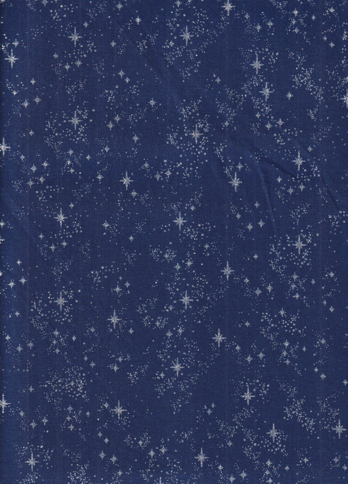 Christmas Winter Sky Stars Glitter on Blue 100% Cotton Price per Yard