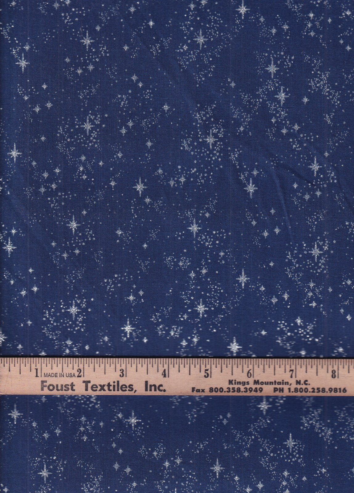 Christmas Winter Sky Stars Glitter on Blue 100% Cotton Price per Yard
