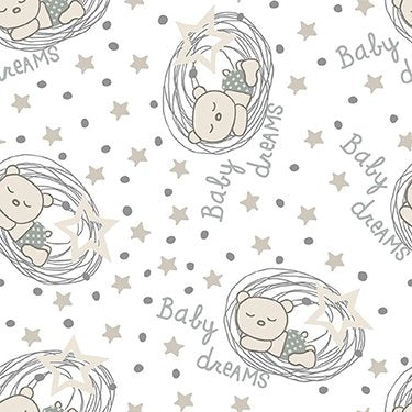 Springs Creative Flannel Bears Baby Dreams on White