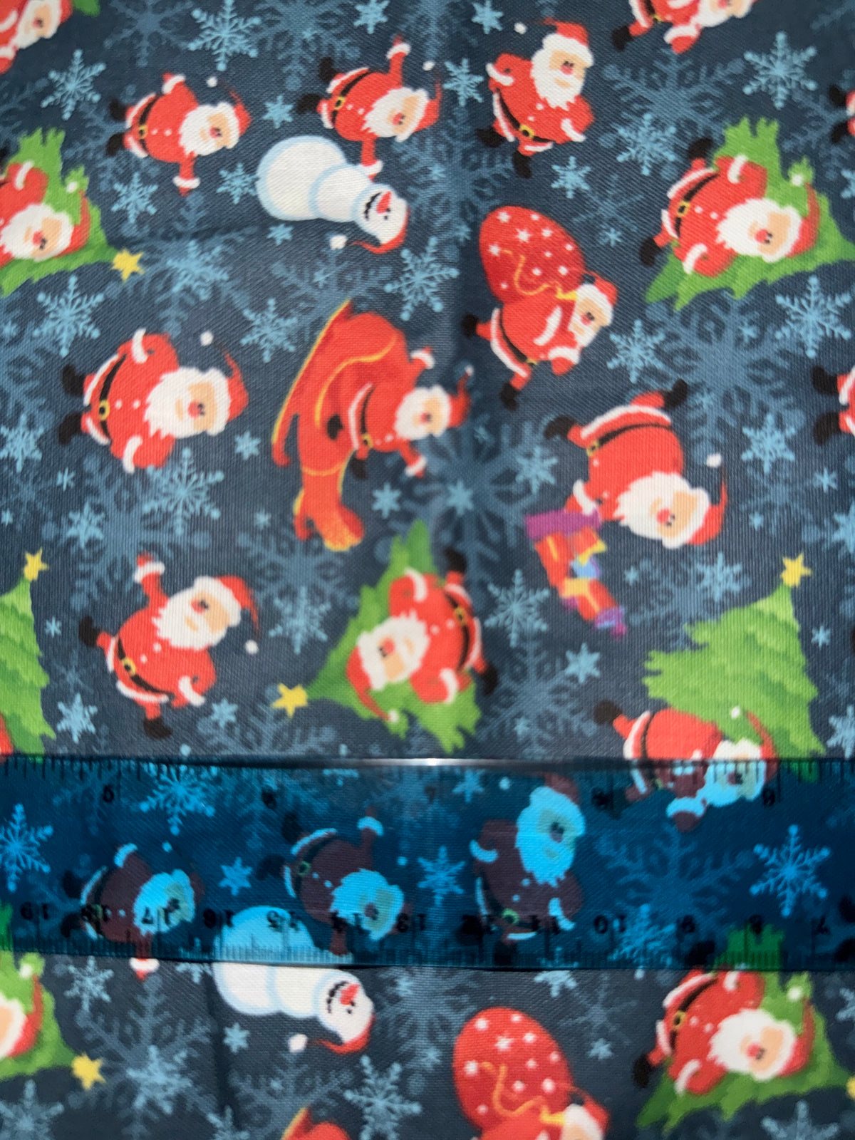 Christmas Santa making Deliveries on Dark Blue 100% Cotton Fabric