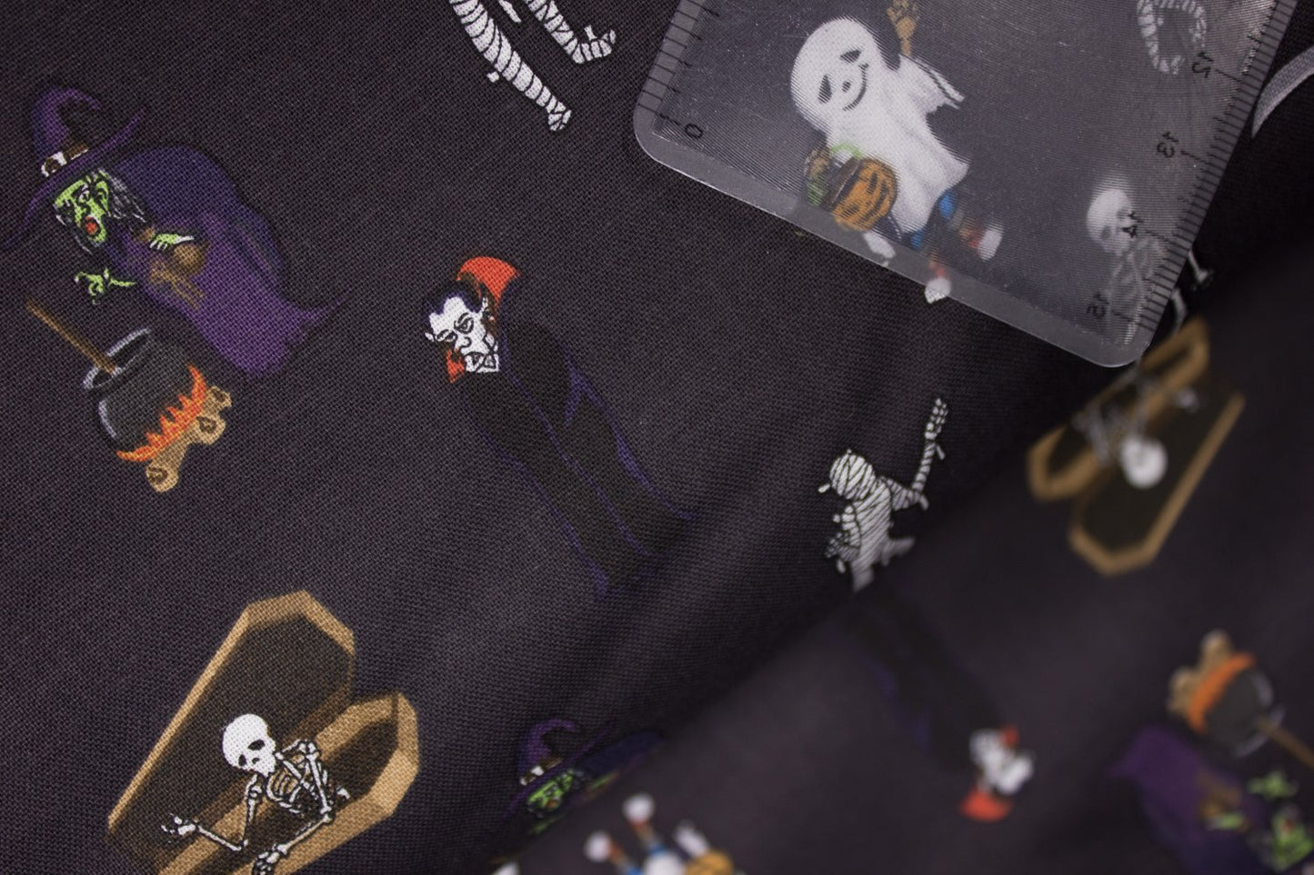 Halloween Spooky Monsters Creatures on Black 100% Cotton Fabric