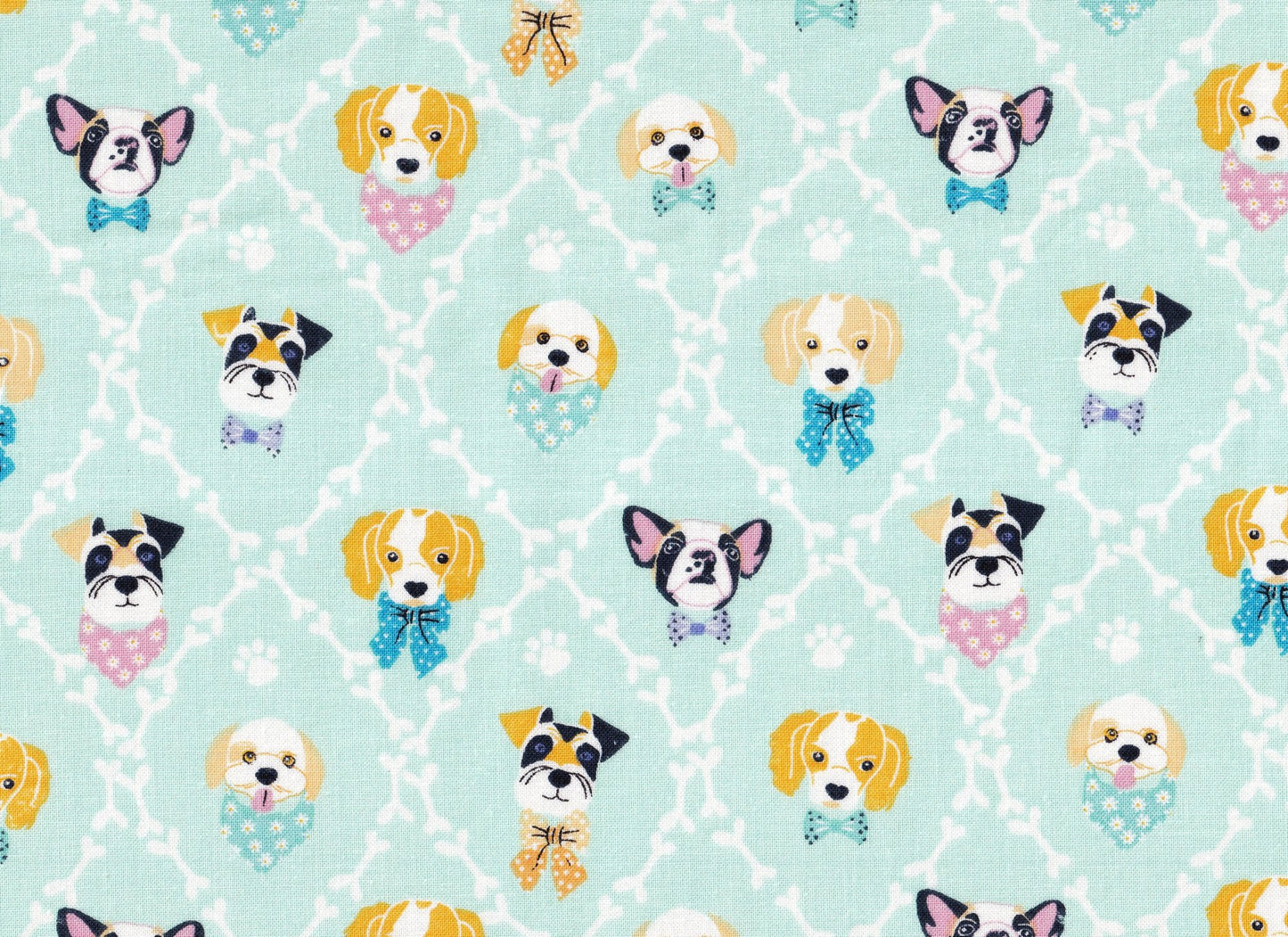 Dogs and Bones Diamond Pattern on Green 100% Cotton Price per Yard Novelty