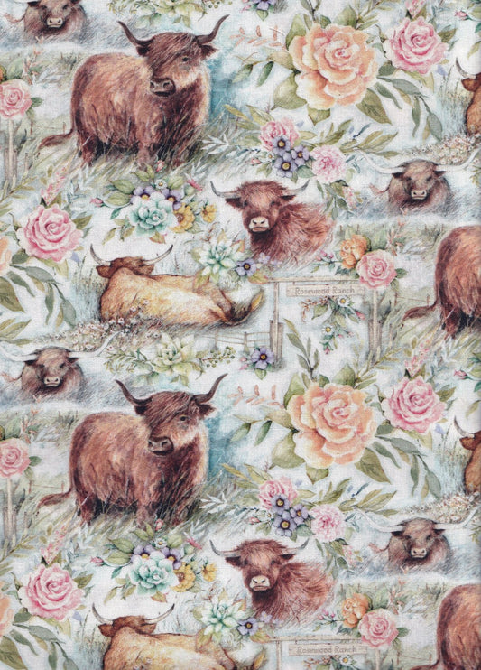 Springs Creative Highland Cows Ranch Floral