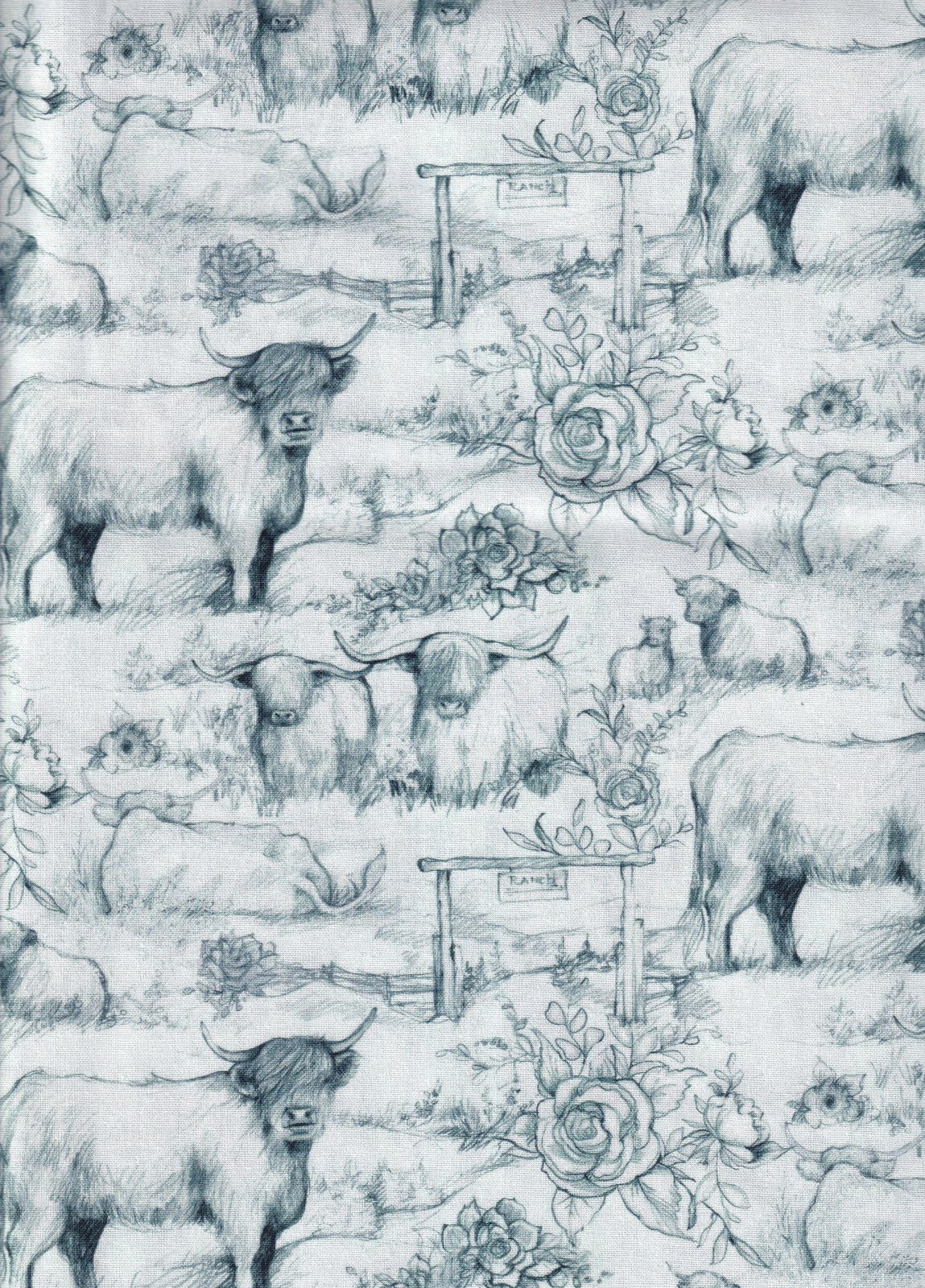 Springs Creative Highland Ranch Cows Dusty Toile