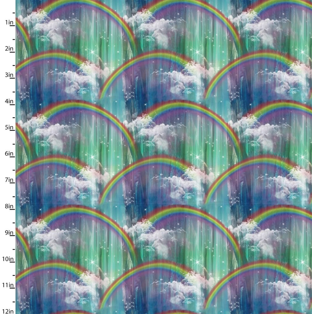 3 Wishes Princess Dreams Rainbow Waterfall 100% Cotton By the Yard Baby