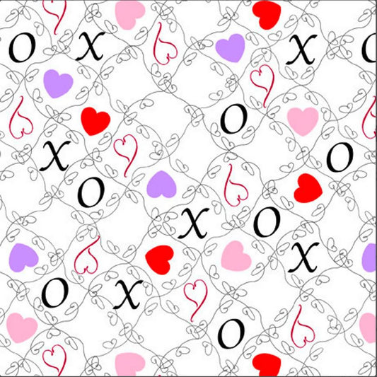 44 x 36 Valentine Xs and Os on White QT Fabrics 100% Cotton