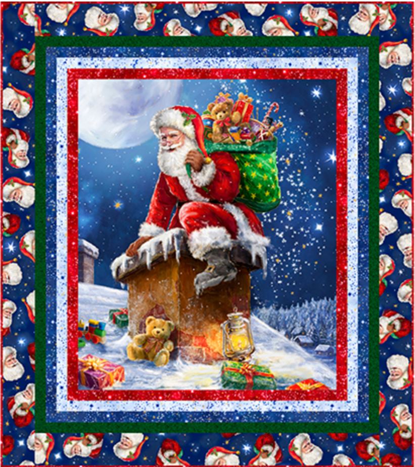 KIT Up on the Housetop Kit Quilting Treasures 100% Cotton Christmas