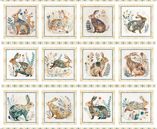 Quilting Treasures Easter Cotton Tails Rabbit Picture Patches on Cream