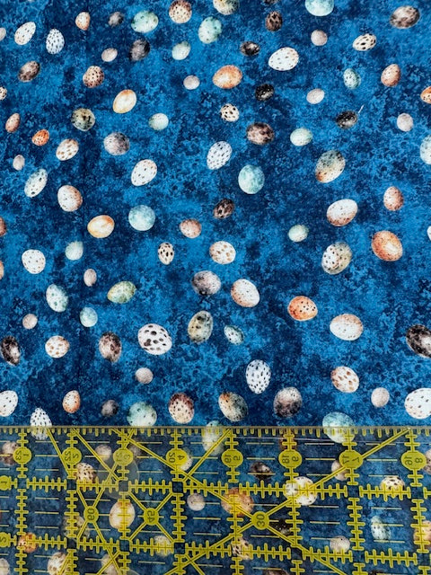 Quilting Treasures Easter Birdsong Egg Toss on Dark Blue