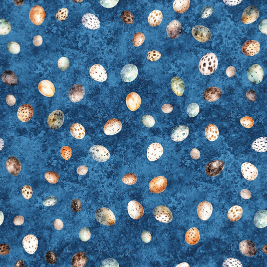 Quilting Treasures Easter Birdsong Egg Toss on Dark Blue