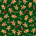 Quilting Treasures Gingerbread on Forest Green Christmas Favorites 100% Cotton By the Yard