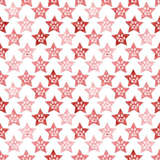 Quilting Treasures Top Dog Paws on Brick Red
