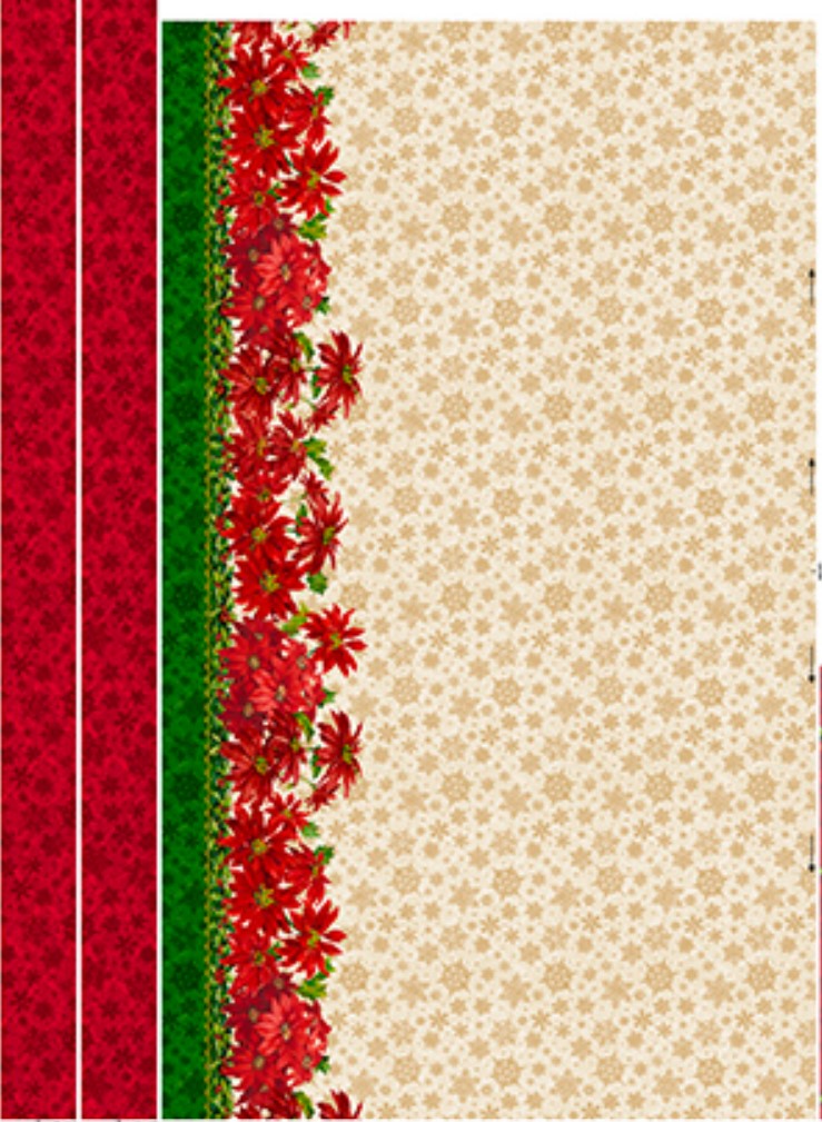 Christmas Poinsettia Greetings Apron Panel 100% Cotton Fabric
