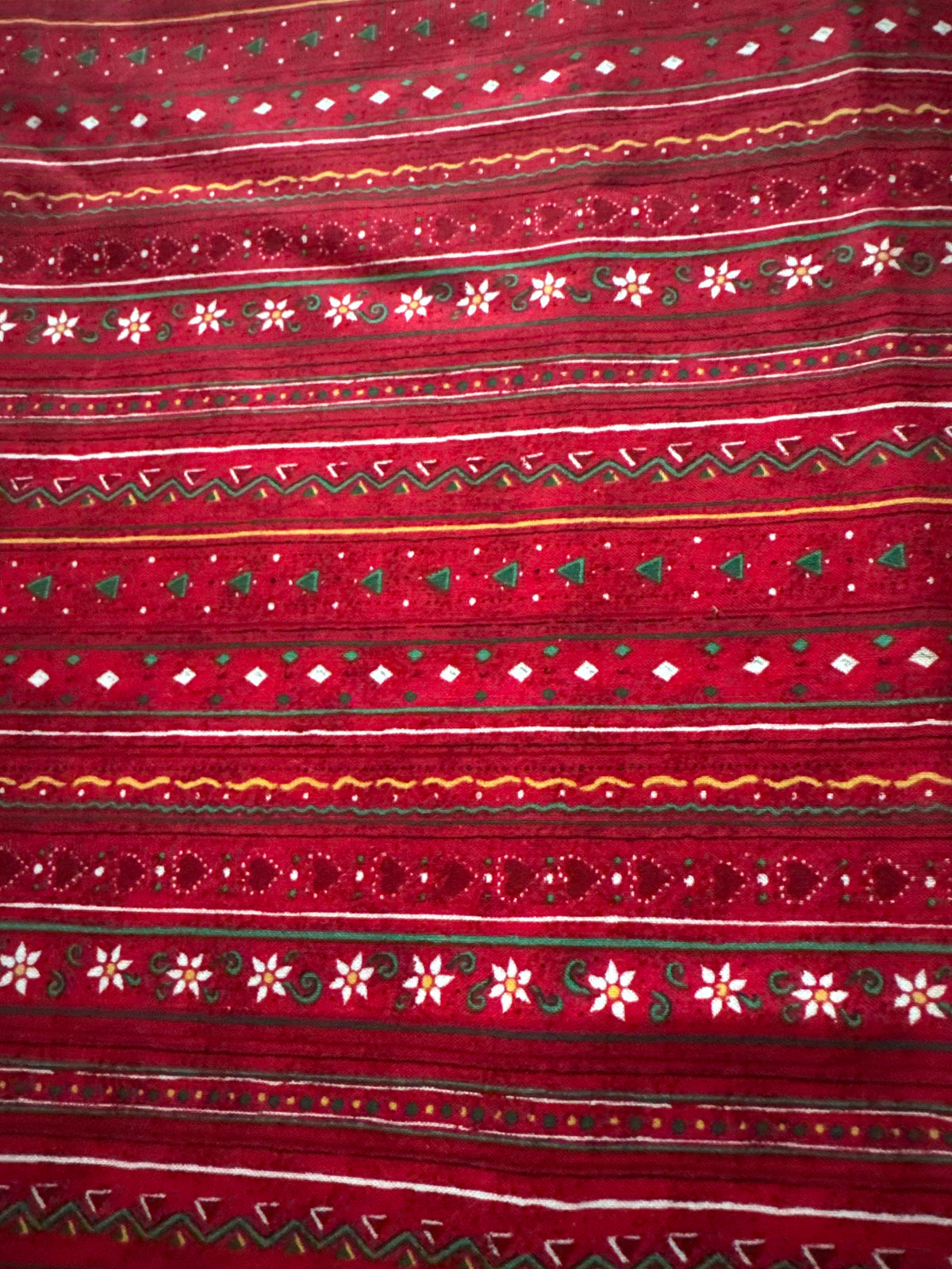 Christmas Vintage Poinsettia and Heart Stripes on Red 100% Lightweight Cotton Price per Yard