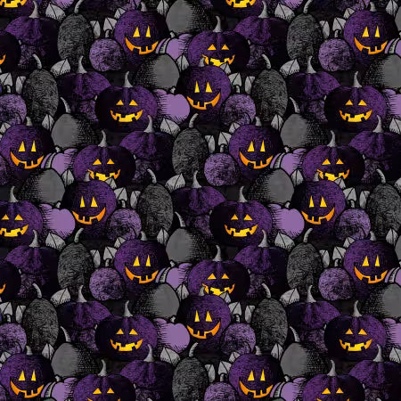 Halloween Purple Pumpkin Patch on Black