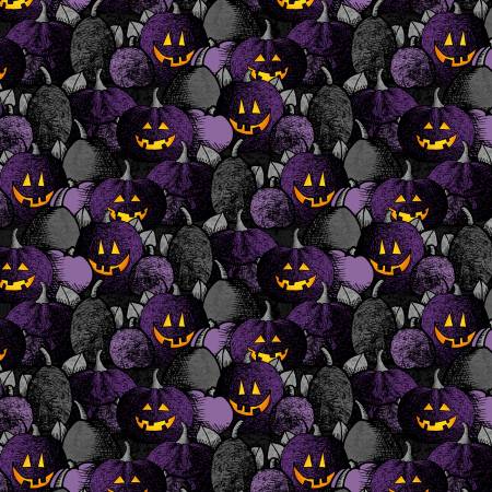 Halloween Purple Pumpkin Patch on Black